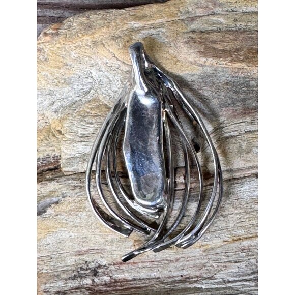 Vintage Sterling Silver & Iridescent Abalone Pendant With Abstract Design 16.38g - Picture 3 of 8